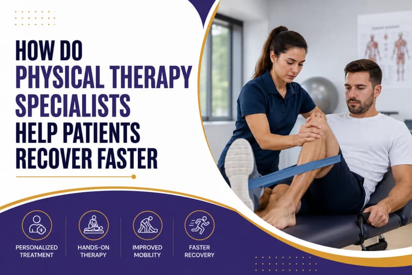 Physical therapy Specialist helping a patient with personalized rehabilitation exercises for faster recovery